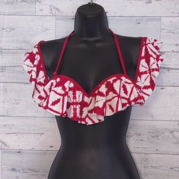 Raisins Dharma Ruffle Off the Shoulder Bandeau Bikini Swim Top Small - Picture 3 of 12